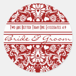 Christelijke Religieuze Damask Bloemenbruiloft Ronde Sticker
