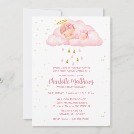 Christelijke Religieuze Heavent Zond Meisjes Baby Kaart (Voorkant)