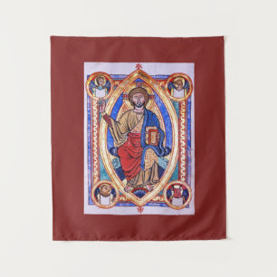 Christelijke Religieuze Kunst Christus in Majestei Wandkleed