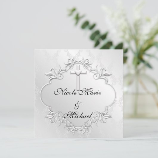 Christelijke religieuze uitnodigingen elegant ontw (Staand voorkant)