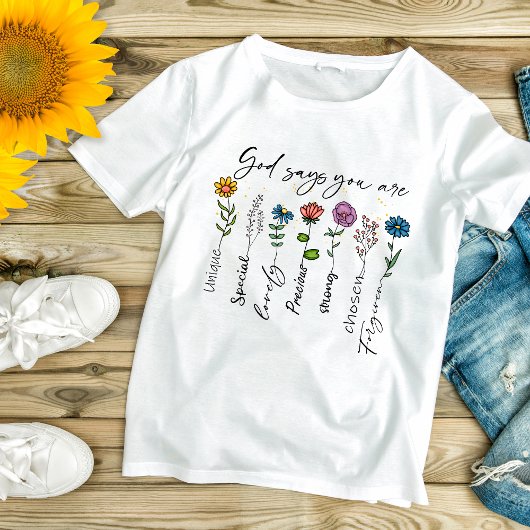 Christelijke Religieuze Wilde bloemen Inspirerend T-shirt