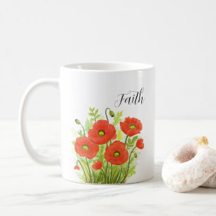 Christelijke Religious Red Poppies Waterverf Flora Koffiemok