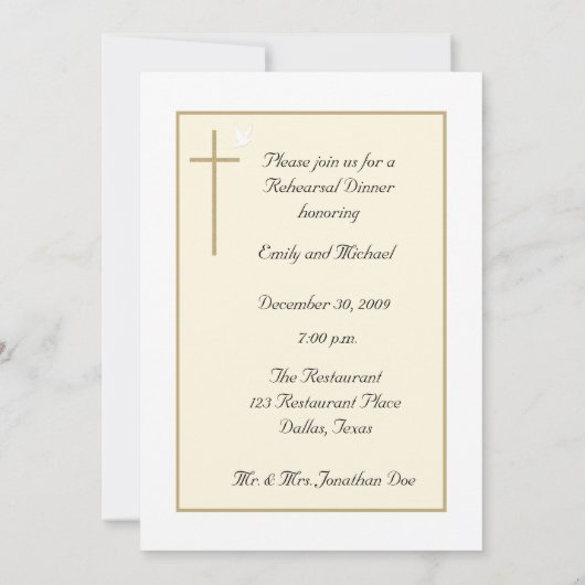 Christelijke repetitie dineruitnodiging — Cross Kaart (Achterkant)