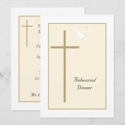 Christelijke repetitie dineruitnodiging — Cross Kaart (Voorkant / Achterkant)