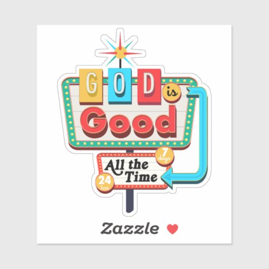 Christelijke Retro God is altijd goed Sticker (Vel)