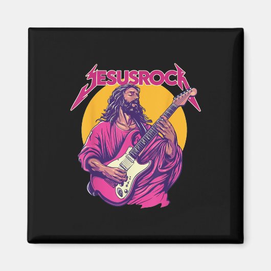 Christelijke retro grappige quote Jesus Rock Basic Magneet (Voorkant)
