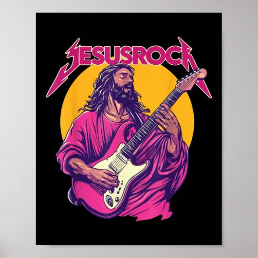 Christelijke retro grappige quote Jesus Rock Basic Poster (Voorkant)
