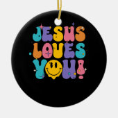 Christelijke retro Jesus Loves You Religious Faith Keramisch Ornament (Voorkant)