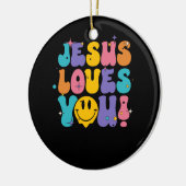 Christelijke retro Jesus Loves You Religious Faith Keramisch Ornament (Links)