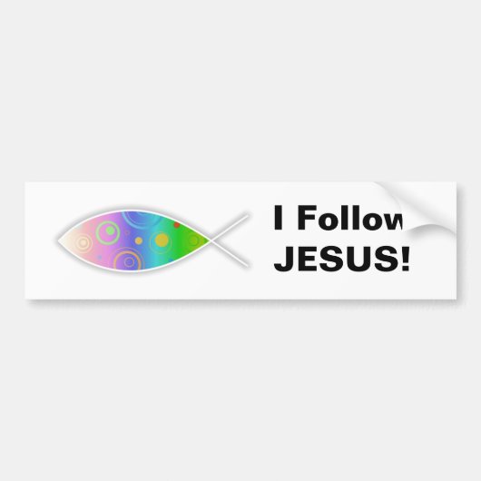 Christelijke Retrovis, ik volg JESUS. Bumpersticker (Voorkant)