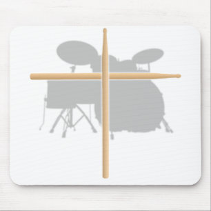 Christelijke Rock Drummer Drum Stick Cross Mousepa Muismat