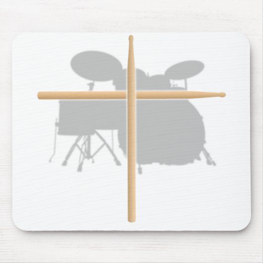 Christelijke Rock Drummer Drum Stick Cross Mousepa Muismat (Voorkant)
