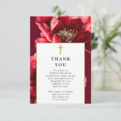 Christelijke rode elegante viering van het leven b bedankkaart (Staand voorkant)
