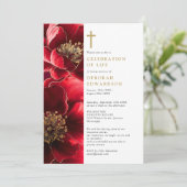 Christelijke rode elegante viering van het leven F Kaart (Staand voorkant)
