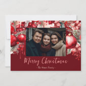 Christelijke rode poinsettia foto feestdagenkaart (Voorkant)