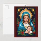 Christelijke Rooms-Katholieke Maagd Maria Kerst Briefkaart (Voorkant / Achterkant)
