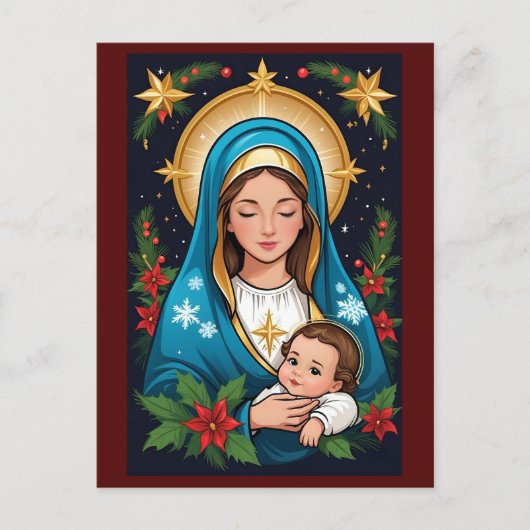 Christelijke Rooms-Katholieke Maagd Maria Kerst Briefkaart (Voorkant)