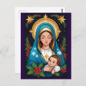 Christelijke Rooms-Katholieke Maagd Maria Kerst Briefkaart (Voorkant / Achterkant)