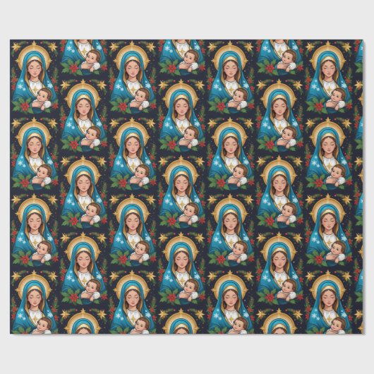 Christelijke Rooms-Katholieke Maagd Maria Kerst Cadeaupapier (Vlak)