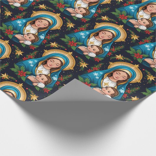 Christelijke Rooms-Katholieke Maagd Maria Kerst Cadeaupapier (Hoek)