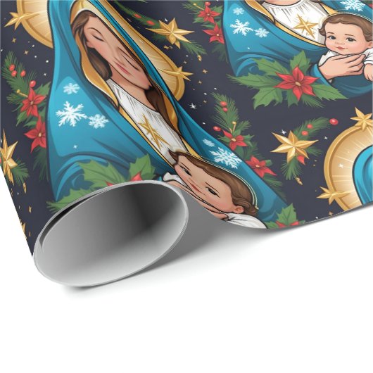 Christelijke Rooms-Katholieke Maagd Maria Kerst Cadeaupapier (Rol Hoek)