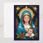 Christelijke Rooms-Katholieke Maagd Maria Kerst Feestdagenkaart (Voorkant / Achterkant)