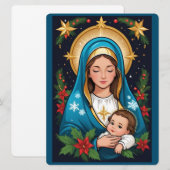 Christelijke Rooms-Katholieke Maagd Maria Kerst Feestdagenkaart (Voorkant / Achterkant)