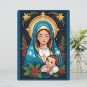 Christelijke Rooms-Katholieke Maagd Maria Kerst Feestdagenkaart (Staand voorkant)