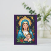 Christelijke Rooms-Katholieke Maagd Maria Kerst Feestdagenkaart (Staand voorkant)