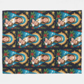 Christelijke Rooms-Katholieke Maagd Maria Kerst Fleece Deken (Voorkant (Horizontaal))