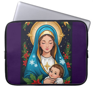 Christelijke Rooms-Katholieke Maagd Maria Kerst Laptop Sleeve