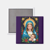 Christelijke Rooms-Katholieke Maagd Maria Kerst Magneet (Voorkant / Achterkant)