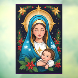Christelijke Rooms-Katholieke Maagd Maria Kerst Raamsticker