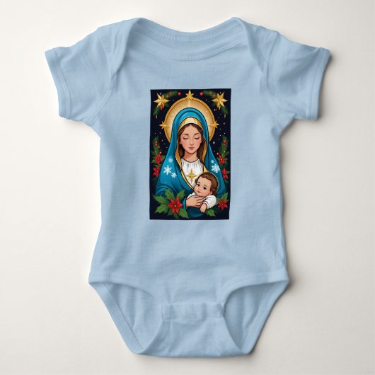 Christelijke Rooms-Katholieke Maagd Maria Kerst Romper (Voorkant)