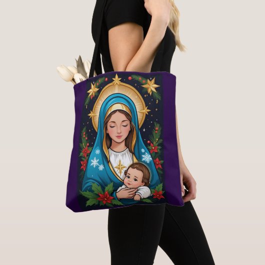 Christelijke Rooms-Katholieke Maagd Maria Kerst Tote Bag (Dichtbij)