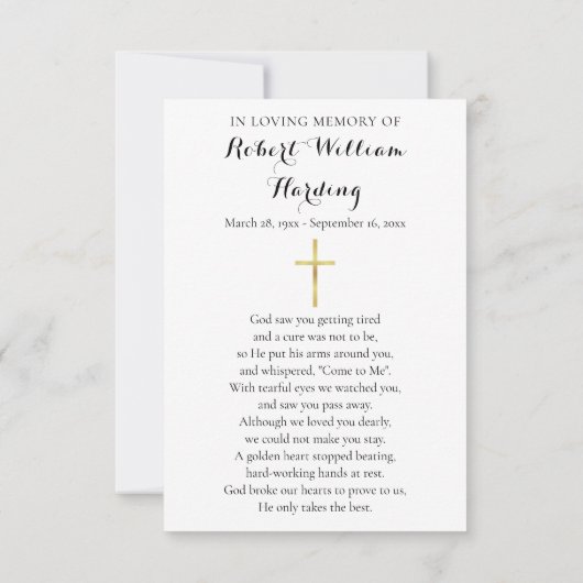 Christelijke rouwfoto-herdenkingsgebedskaart (Achterkant)