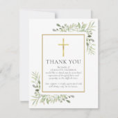 Christelijke rouwkrans groen foto bedankkaart (Voorkant)