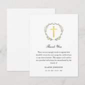 Christelijke rouwkrans & kruis Dank u Bedankkaart (Voorkant / Achterkant)