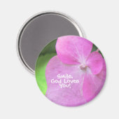 Christelijke roze bloem - Smile God Loves You Magneet (Voorkant / Achterkant)
