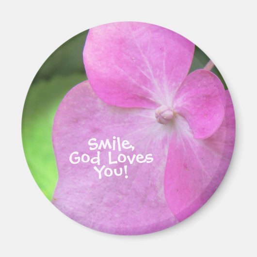 Christelijke roze bloem - Smile God Loves You Magneet (Voorkant)