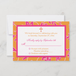 Christelijke roze oranje bloem RSVP kaart