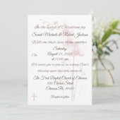 Christelijke Roze Orchidee en Cross Wedding Invita Kaart (Staand voorkant)