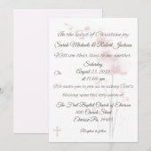 Christelijke Roze Orchidee en Cross Wedding Invita Kaart (Voorkant / Achterkant)