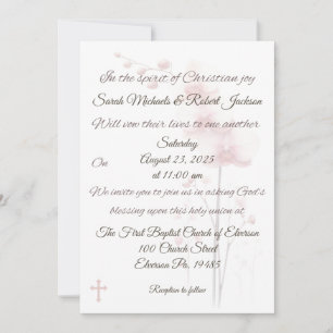 Christelijke Roze Orchidee en Cross Wedding Invita Kaart