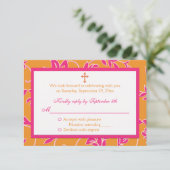 Christelijke roze Tangerine bloemige RSVP kaart (Staand voorkant)