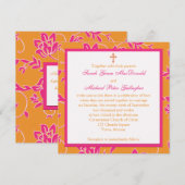 Christelijke roze tangerine Floral Weddenschap Kaart (Voorkant / Achterkant)