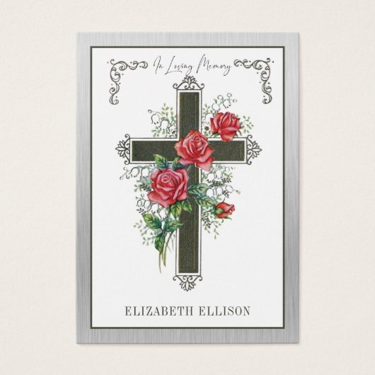 Christelijke Rozen voor herdenking van begrafeniss Visitekaartje (Voorkant)