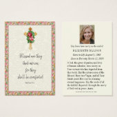 Christelijke Rozen voor herdenking van begrafeniss Visitekaartje (Voorkant /achterkant)