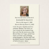 Christelijke Rozen voor herdenking van begrafeniss Visitekaartje (Achterkant)