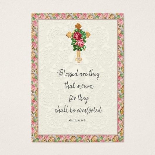 Christelijke Rozen voor herdenking van begrafeniss Visitekaartje (Voorkant)